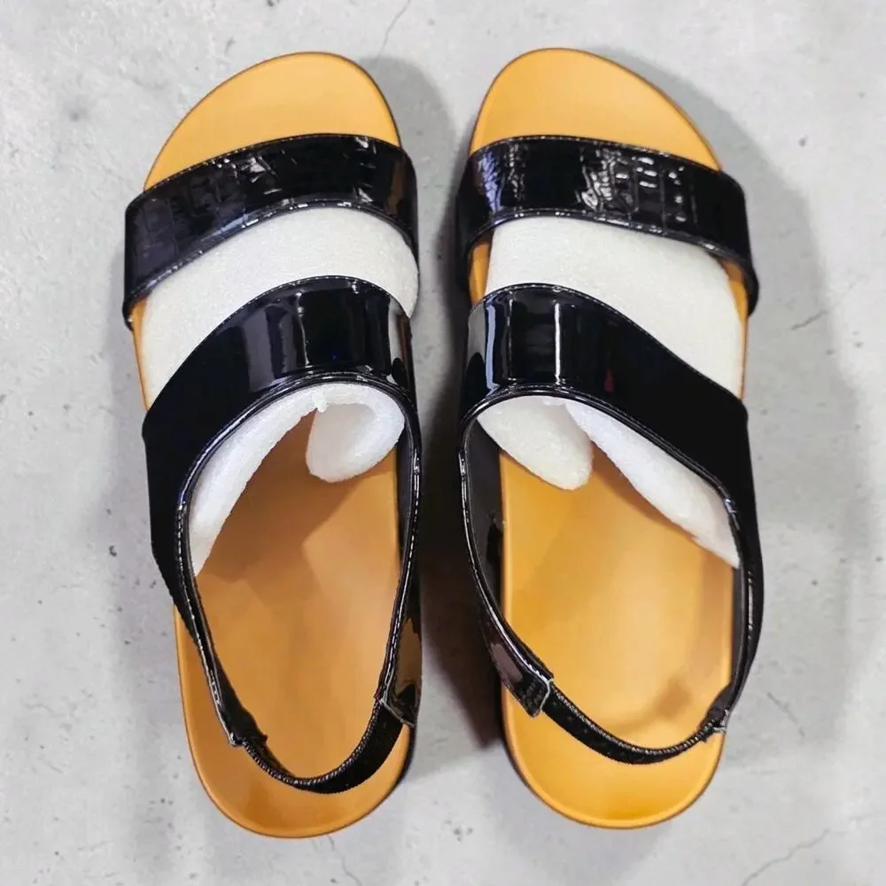 Fudynmalc Womens Orthopedic Sandals Size 40 US 9 Black Patent Croc Comfort NIB